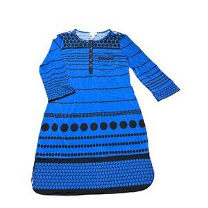 Donna Morgan Womens Polka Dot Dress Black Blue Polka Dots 3/4 Sleeves Size 12